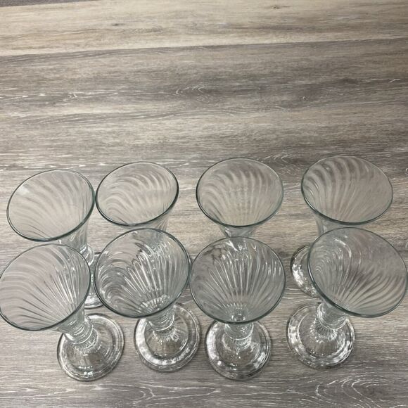 (8) Vintage Tall Colonial Ribbed Drinking Glass Hand Blown Unbranded 7 1/2 - Picture 6 of 9